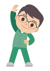 ストレッチ運動するトレーニングウェアの男性