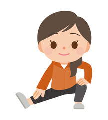 ストレッチ運動するトレーニングウェアの女性