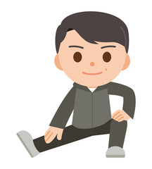 ストレッチ運動するトレーニングウェアの男性