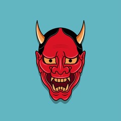 Oni japanese devil mask, Vector illustration eps.10
