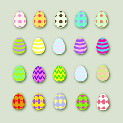 vector image of Easter eggs, a set of Easter eggs with various patterns
