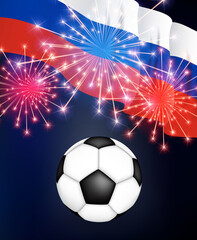 Football game background Russia with flag. Championship. Illustration