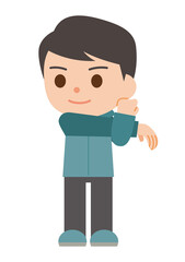 ストレッチ運動するトレーニングウェアの男性