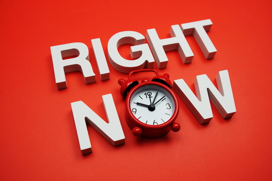 Right Now alphabet letters on red background