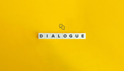 Dialogue Word on Letter Tiles on Yellow Background. Minimal Aesthetics. - obrazy, fototapety, plakaty