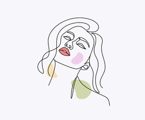 Woman Line Drawing, Abstract Face And Body Vector Art