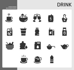 drink 1 icon set, isolated glyph icon, perfect for web, graphic design, social media, UI, mobile app, EPS vector illustration