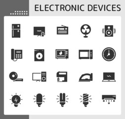 electronic devices icon set, isolated glyph icon, perfect for web, graphic design, social media, UI, mobile app, EPS vector illustration