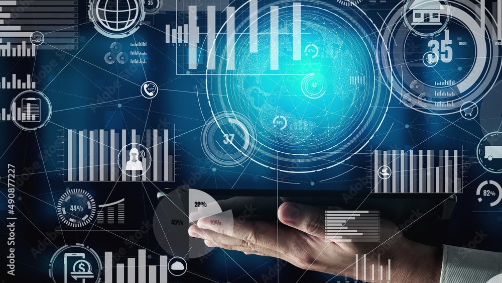 Aufkleber conceptual business dashboard for financial data analysis . 3d render computer graphic .