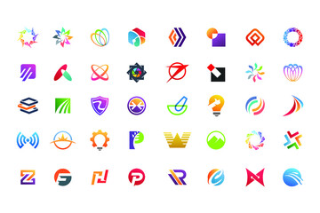 Business logo Icons Set, Collection Of Flat Icons vector