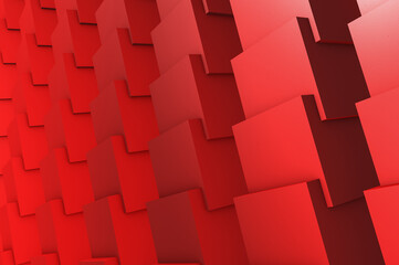 Fototapeta premium Red abstract 3D background of rectangular blocks
