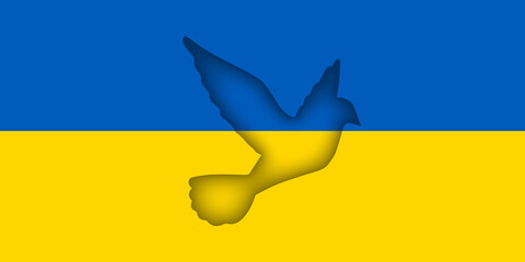 Pray to Ukraine. ukraine flag Russland Ukrainedove symble Ukrainian national symbol. Ukrainian national borders.No war. Save Ukraine. Vector illustration, flat design