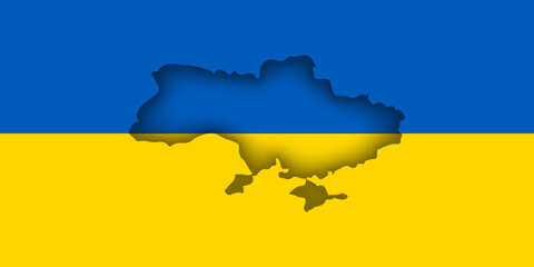 Map of Ukraine. Ukraine flag Ukraine map.Pray to Ukraine. No war. Save Ukraine. Vector illustration, flat design
