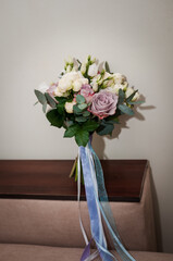 Beautiful bridal bouquet of flowers. Bridal bouquet close up