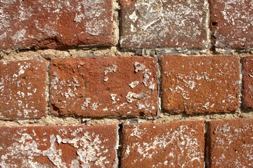 Brick wall red brick close up background ancient fortification.