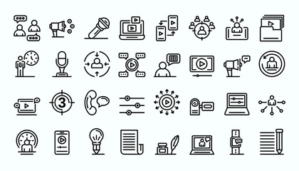 Contact us line web and mobile icons set vector eps10