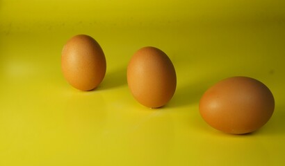 Close up photo of chicken eggs