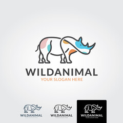Minimal rhino logo template  - vector