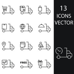delivery truck icons set . delivery truck pack symbol vector elements for infographic web