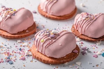 Cute valentine mono portion as special snack for couples.