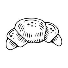 Croissant Doodle, a hand drawn vector doodle illustration of a Croissant