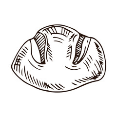 Fresh loaf doodle style vector isolated illustration. Loaf of bread sketch hand draw
