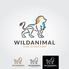 Minimal wild animal logo template - vector
