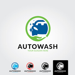 Minimal auto wash logo template - vector