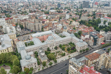 Fototapeta na wymiar Coltea Hospital in Bucharest Ciy Center capital of Romania seen from above