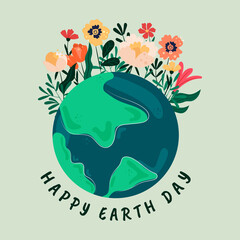 Earth Day. International Mother Earth Day. Ecological problems and environmental protection. Vector illustration. Caring for nature. 