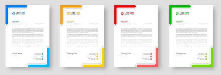 corporate modern business letterhead design template with yellow, blue, green and red color. letterhead, letter head, Business letterhead design. corporate business letterhead design with unique shape