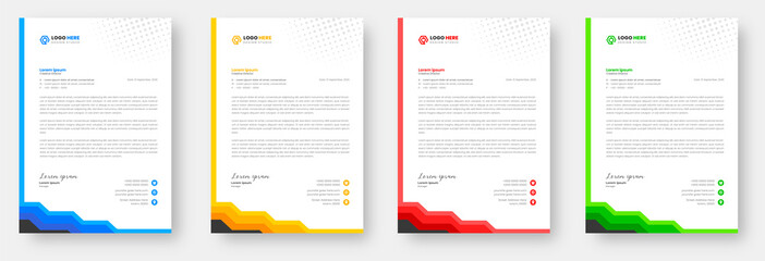 corporate modern business letterhead design template with yellow, blue, green and red color. letterhead, letter head, Business letterhead design. corporate business letterhead design with unique shape