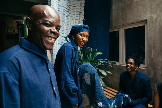 Portrait of a group of african textile entrepreneurs smiling