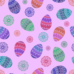 Seamless Easter pattern, eggs and patterns
