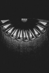 Vertical grayscale shot of the floral pattern. Architectural design.
