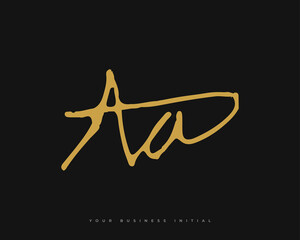Hand Drawn AA Initial Logo Design. A and A Initial Signature Logo or Symbol