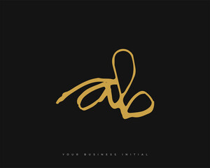 Hand Drawn AB Initial Logo Design. A and B Initial Signature Logo or Symbol