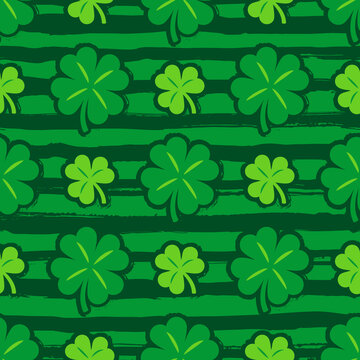 St. Patrick's Day repeating background, Shamrock seamless pattern. Vector illustration