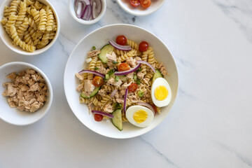 Fototapeta premium A Bowl of Tuna Pasta Salad
