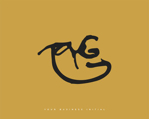 Fototapeta premium Hand Drawn AG Initial Logo Design. A and G Initial Signature Logo or Symbol
