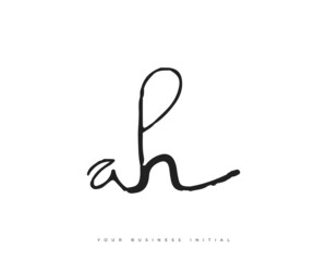 Hand Drawn AH Initial Logo Design. A and H Initial Signature Logo or Symbol