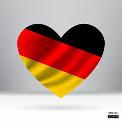 Germany flag in heart shape sign. The National Flag of Germany.Vector illustration sign.