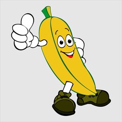 Funny happy funny smiling banana. Vector cartoon character illustration icon. With a white background. Mascot banana fruit concept.
Simple and cute vector illustration design.