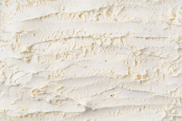 Delicious and refreshing vanilla ice cream surface. Top view. Summer season