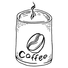 Coffee mug sketch drawing. Vector illustration of a mug with coffee.