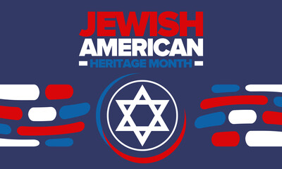 Jewish American Heritage Month. Jewish American contribution to the history United States. Celebrated annual in May. Star of David. Israel symbol. Vector poster, creative illustration