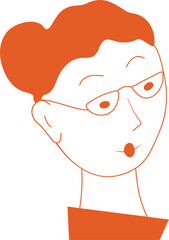 Woman portrait Outline cartoon character Line vector illustration Design element Isolated on white background