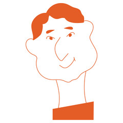 Man portrait Outline cartoon character Line vector illustration Design element Isolated on white background