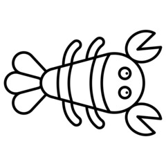 Shrimp Icon Cartoon. Seafood Prawn Animal. Ocean Character Symbol Vector
