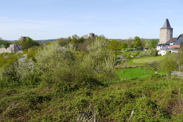 Fototapeta na wymiar Landschaft mit Burg bei Hennef (Sieg)